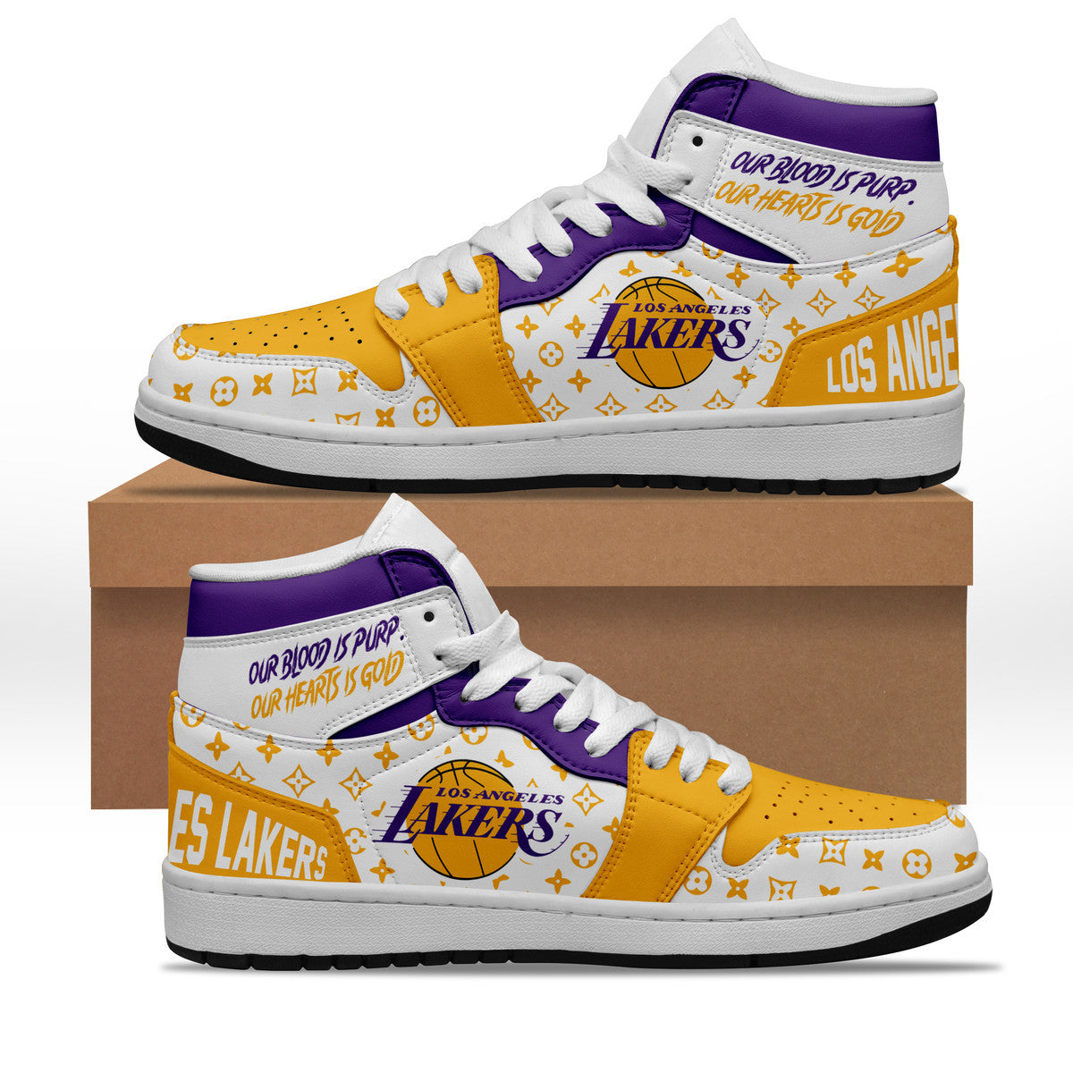Ideafootwear Los Angeles Lakers AJ1 High Sneakers Shoes For Men And Women 20
