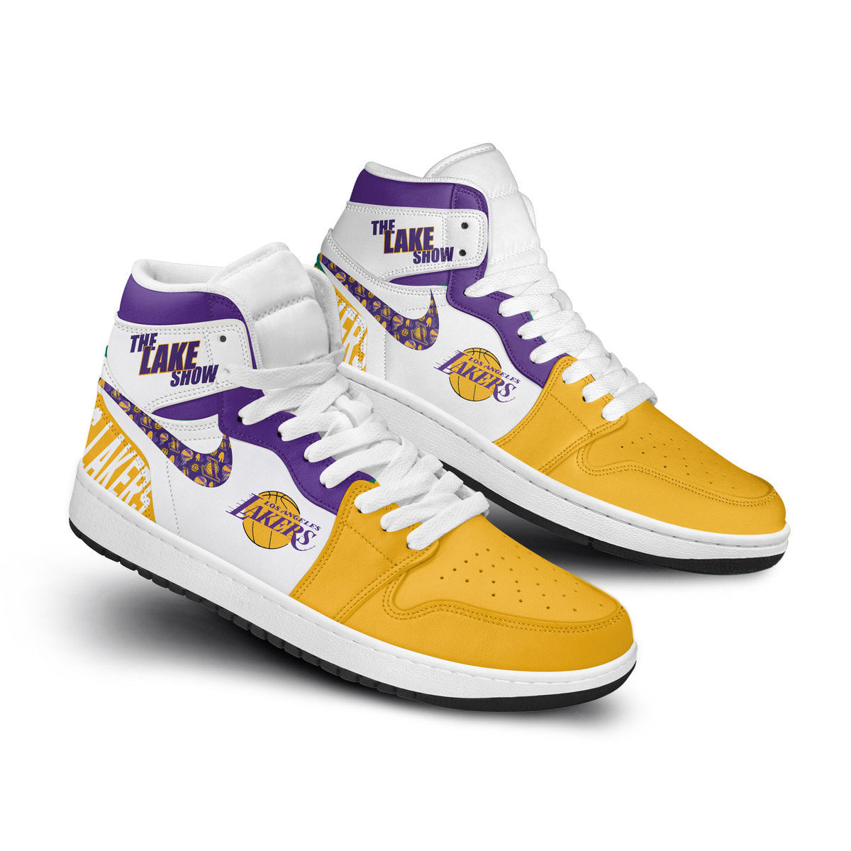 Ideafootwear Los Angeles Lakers AJ1 High Sneakers Shoes For Men And Women 21