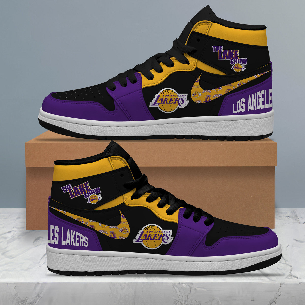 Ideafootwear Los Angeles Lakers AJ1 High Sneakers Shoes For Men And Women 23