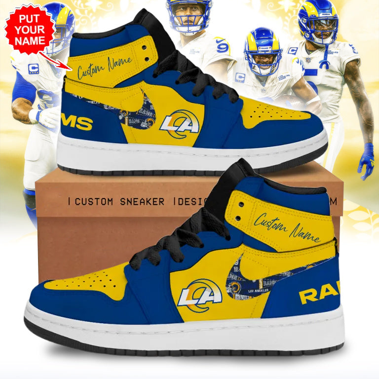 Ideafootwear Los Angeles Rams AJ1 High Sneakers Shoes For Men And Women 11
