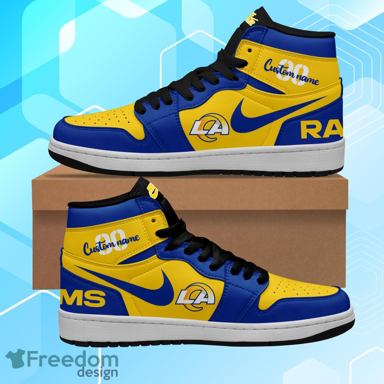 Ideafootwear Los Angeles Rams AJ1 High Sneakers Shoes For Men And Women 1