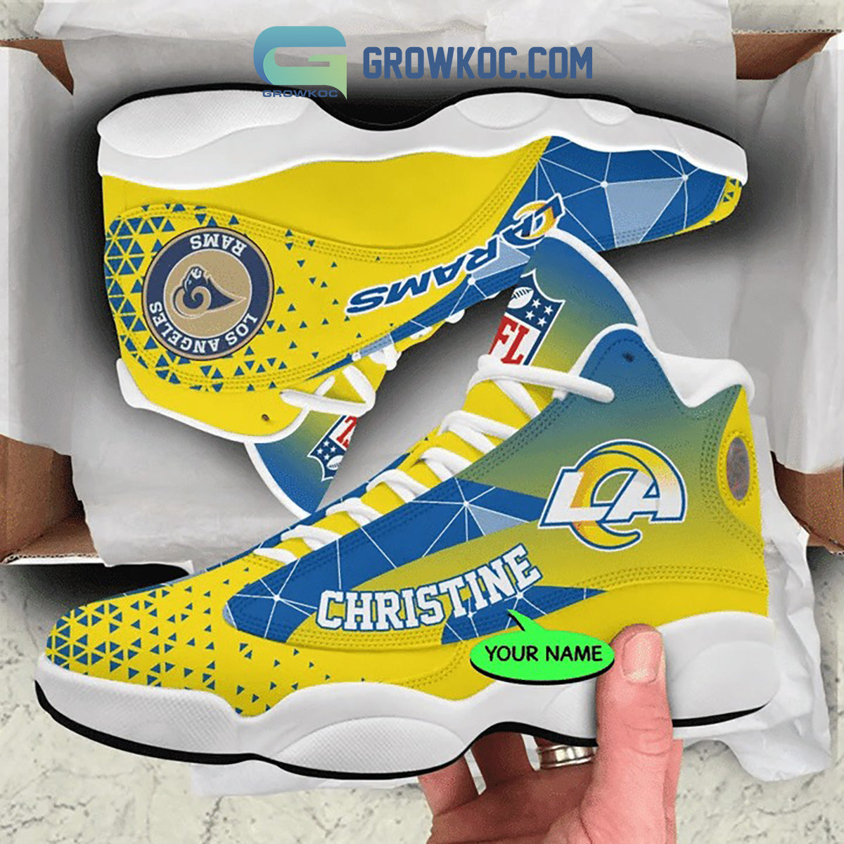 Ideafootwear Los Angeles Rams AJ13 Sneakers Shoes For Men And Women 5