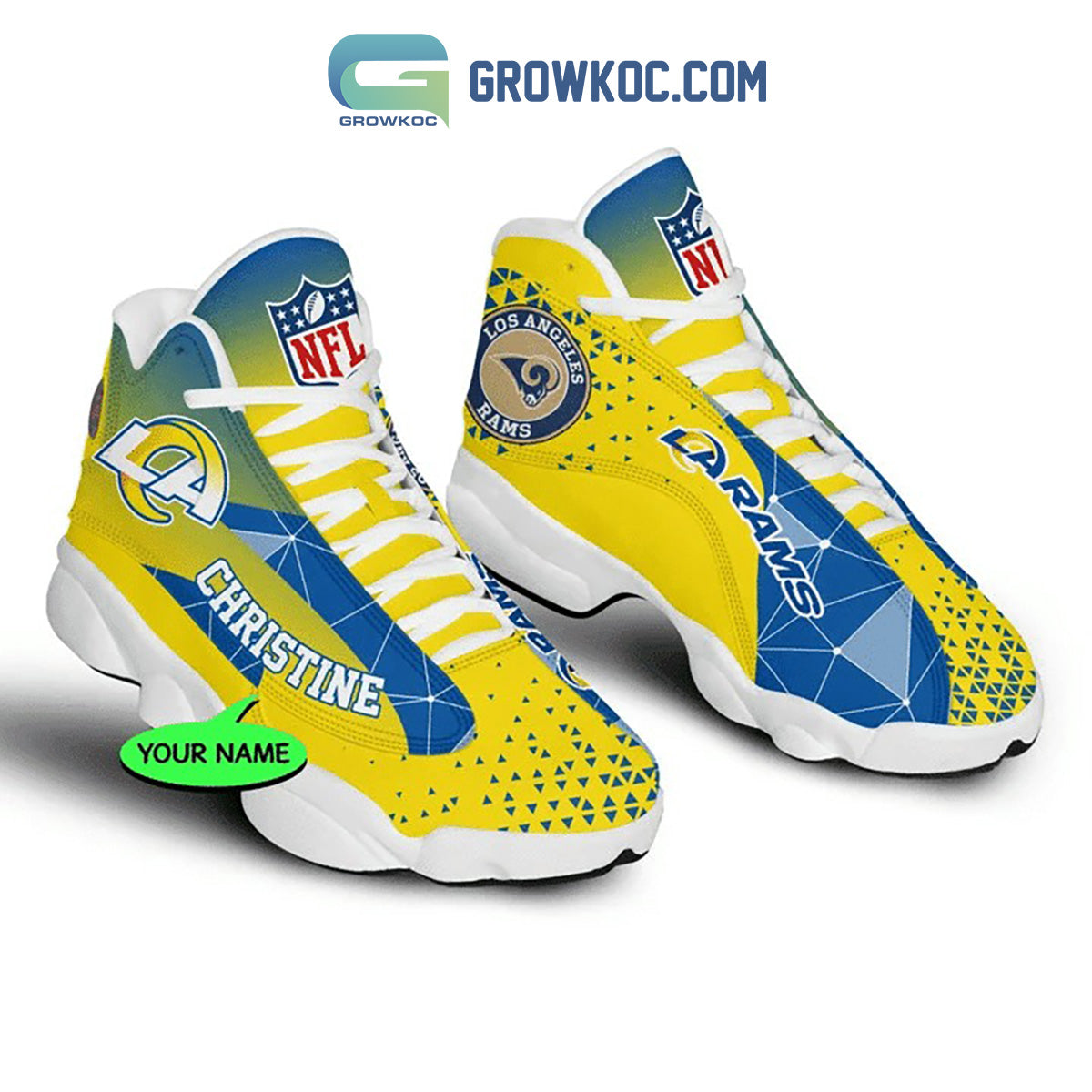 Ideafootwear Los Angeles Rams AJ13 Sneakers Shoes For Men And Women 5