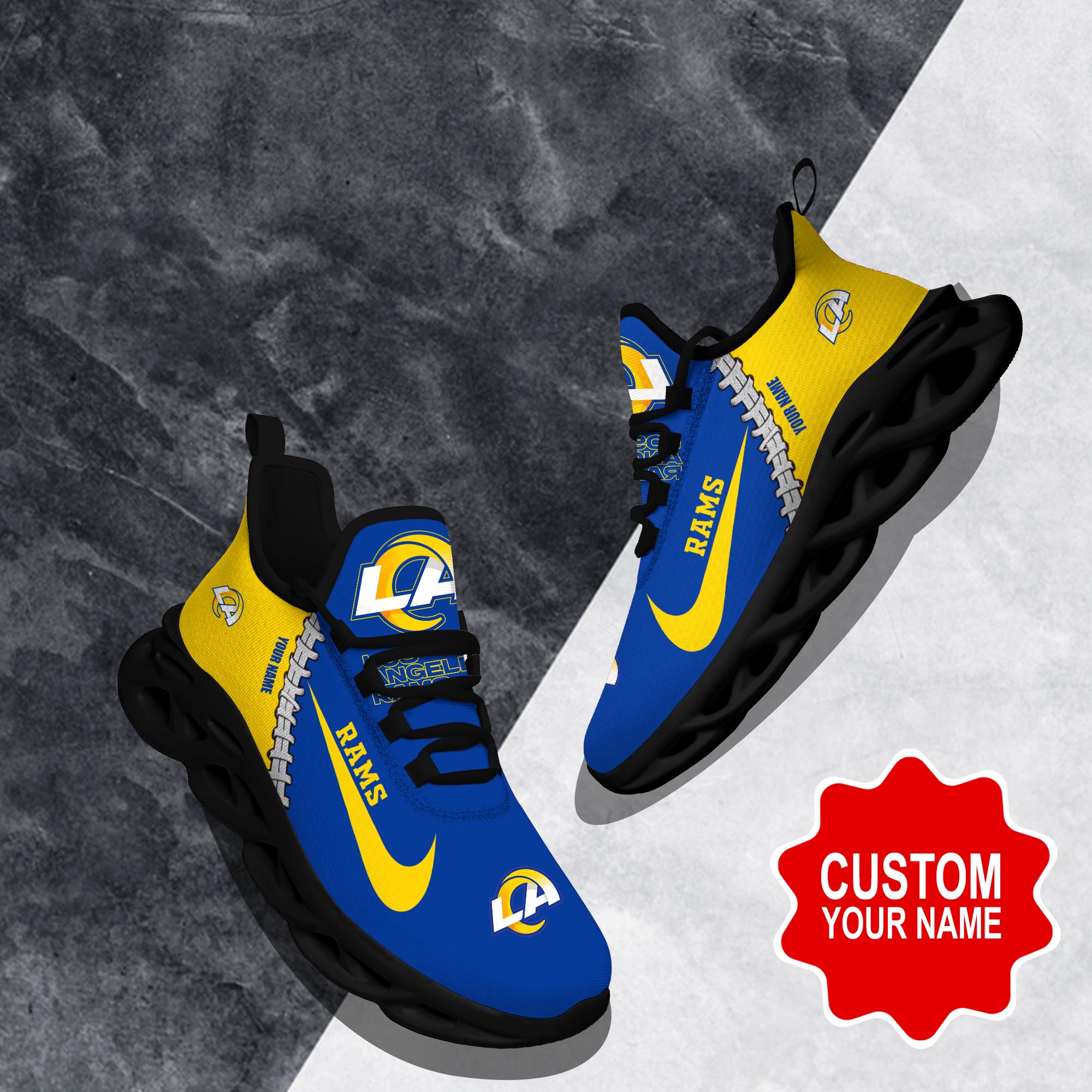 Ideafootwear Los Angeles Rams Max Soul Shoes Sneakers For Men And Women 34