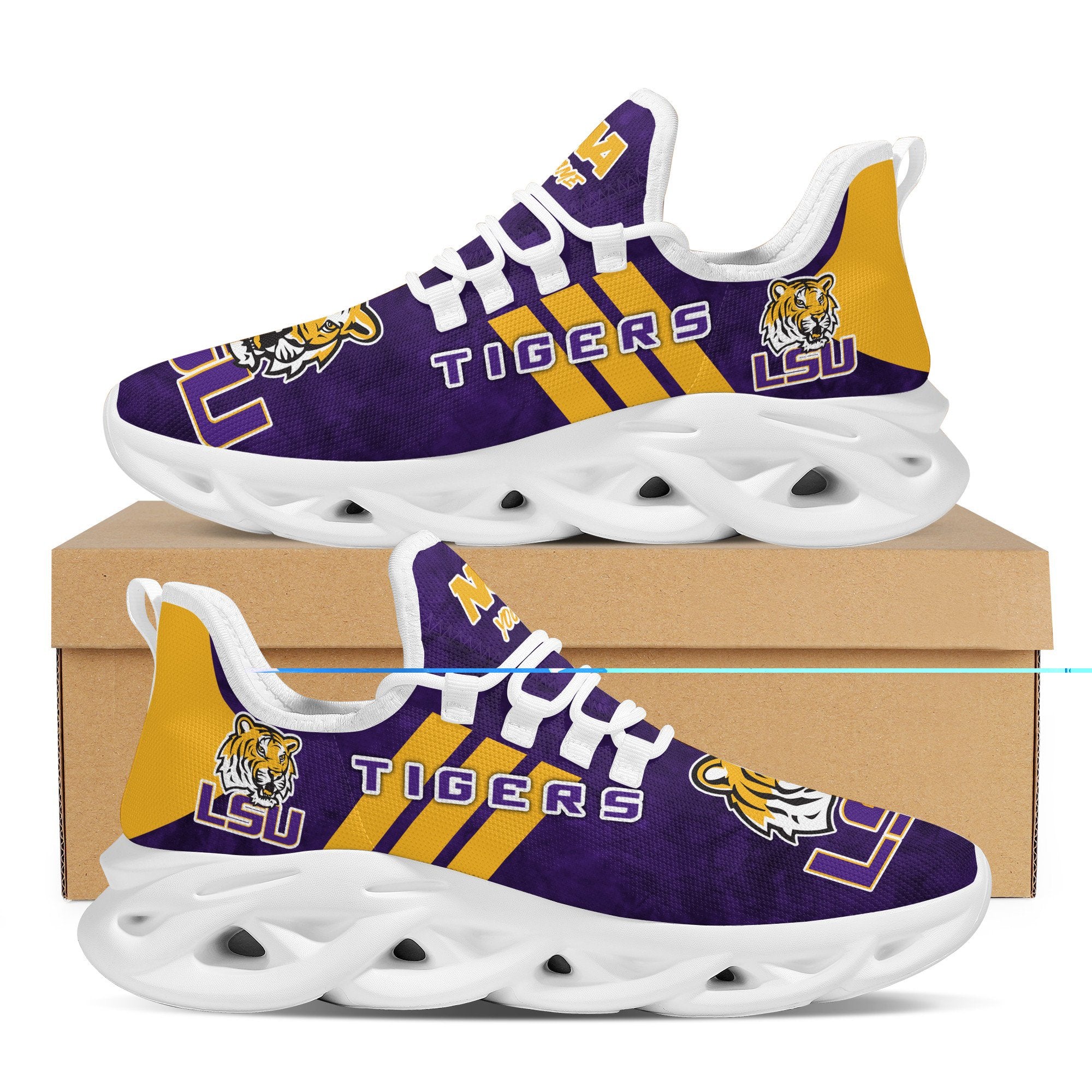 Ideafootwear LSU Tigers Max Soul Shoes Sneakers For Men And Women 5