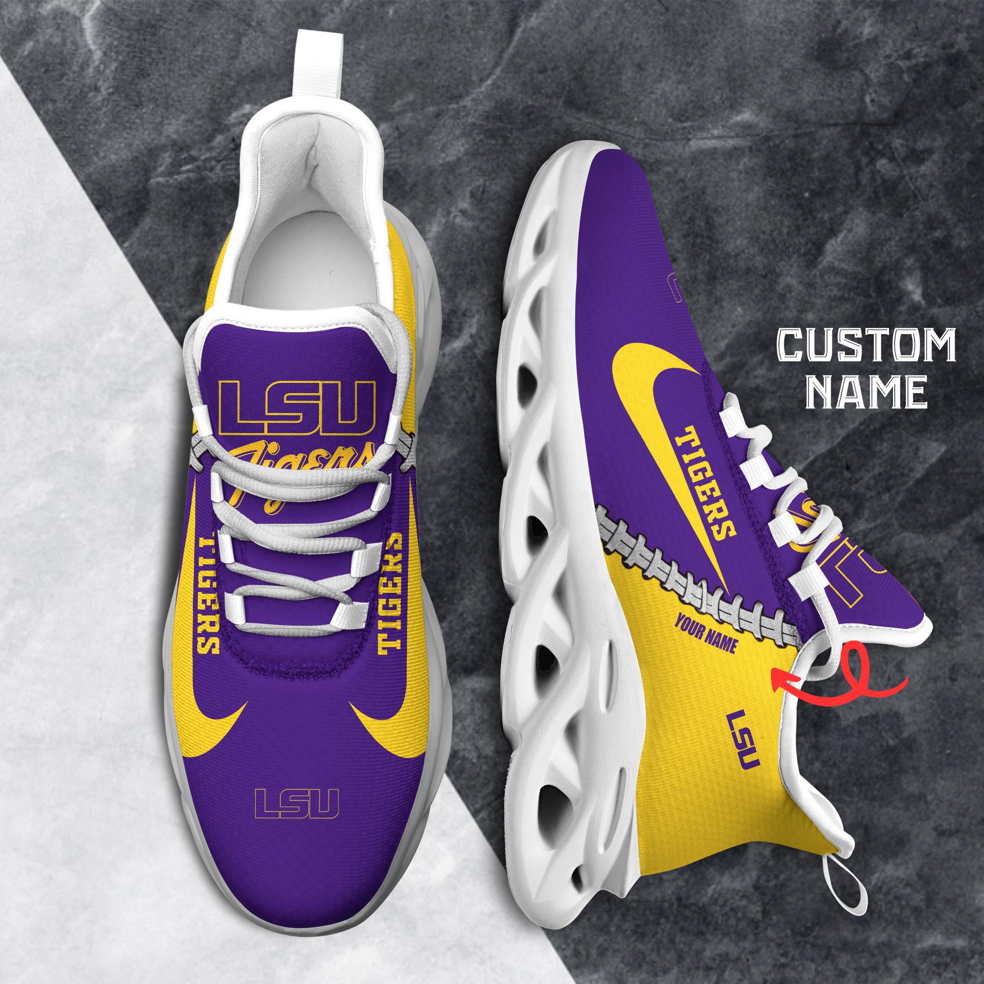 Ideafootwear LSU Tigers Max Soul Shoes Sneakers For Men And Women 2