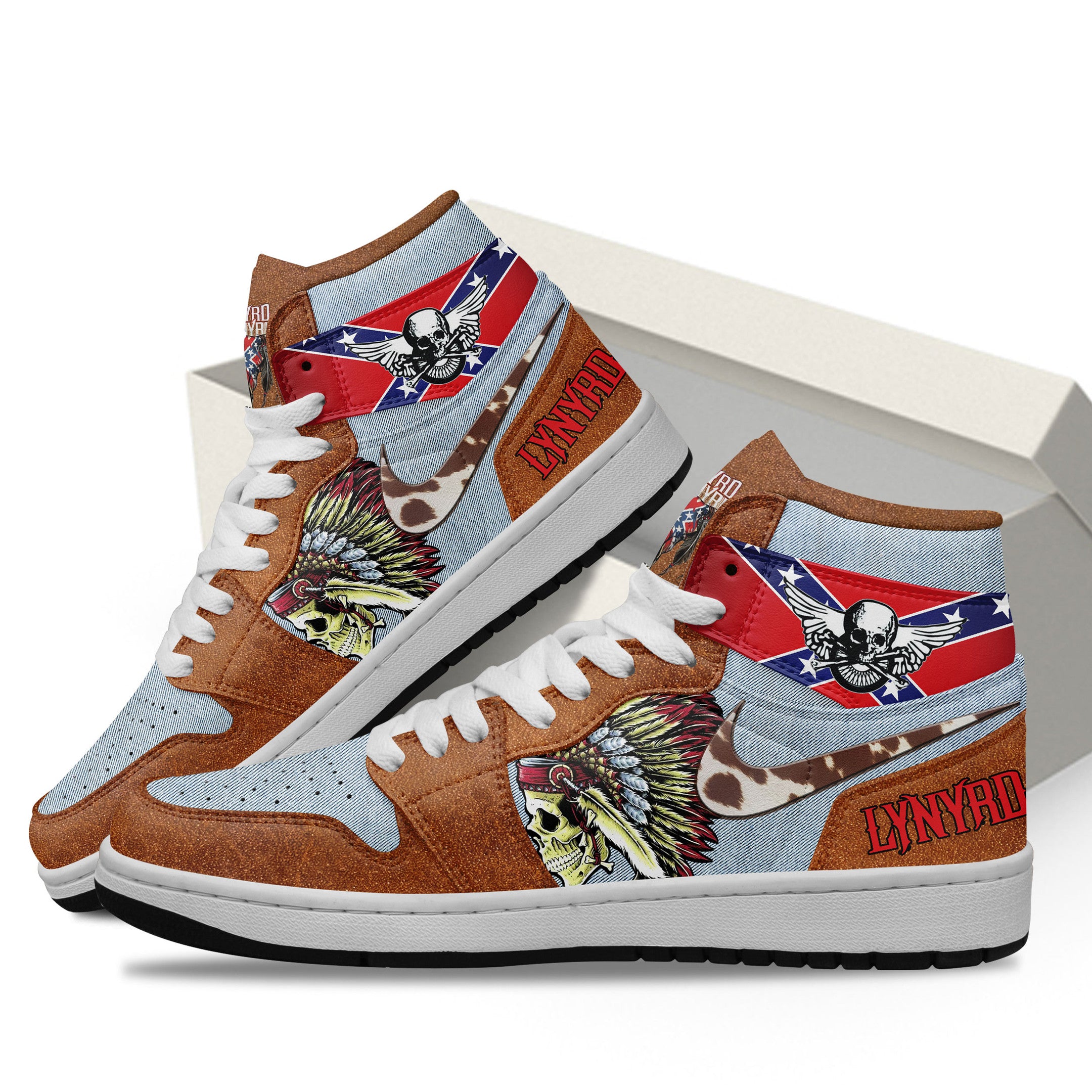 Ideafootwear Lynyrd Skynyrd AJ1 High Sneakers Shoes For Men And Women 8