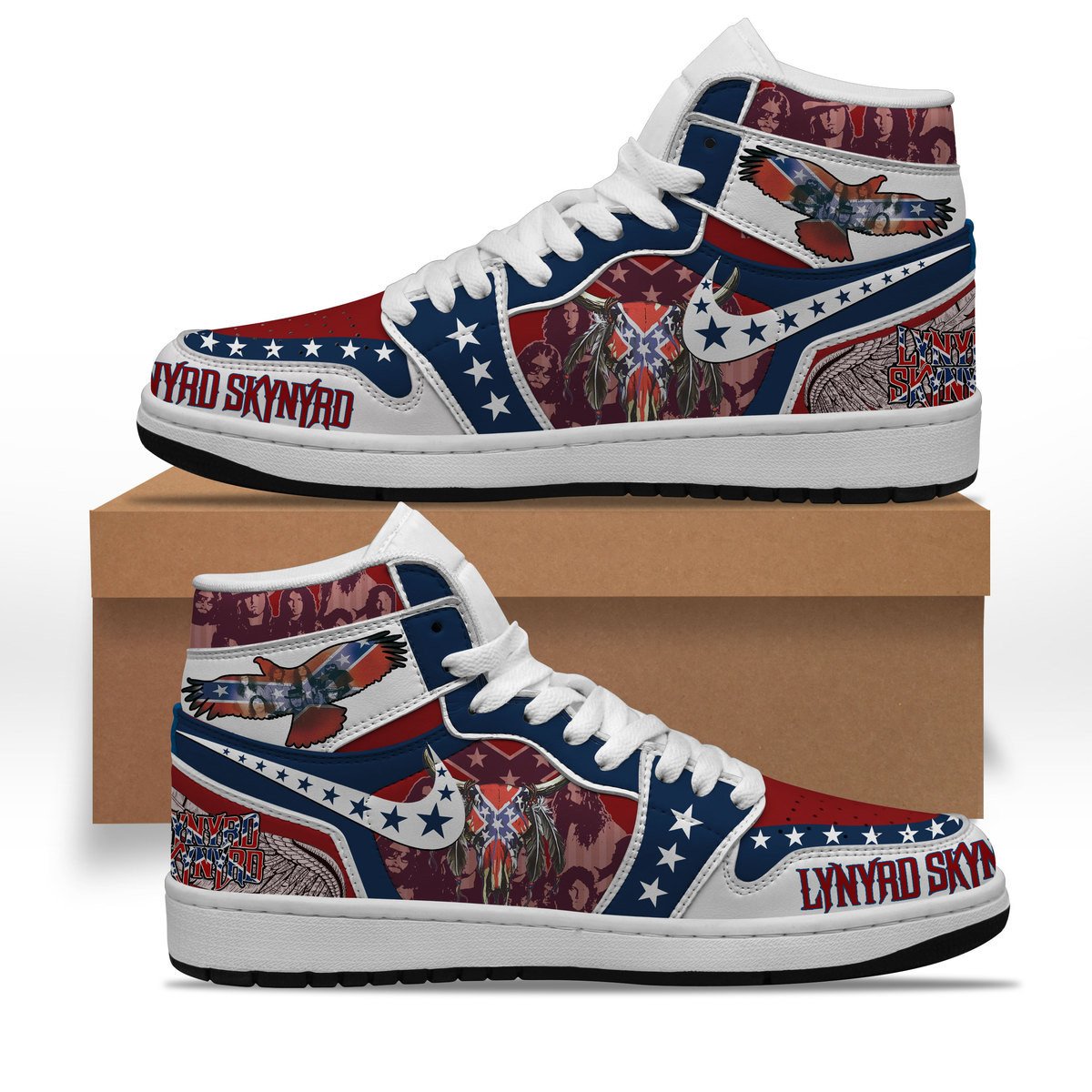 Ideafootwear Lynyrd Skynyrd AJ1 High Sneakers Shoes For Men And Women 9