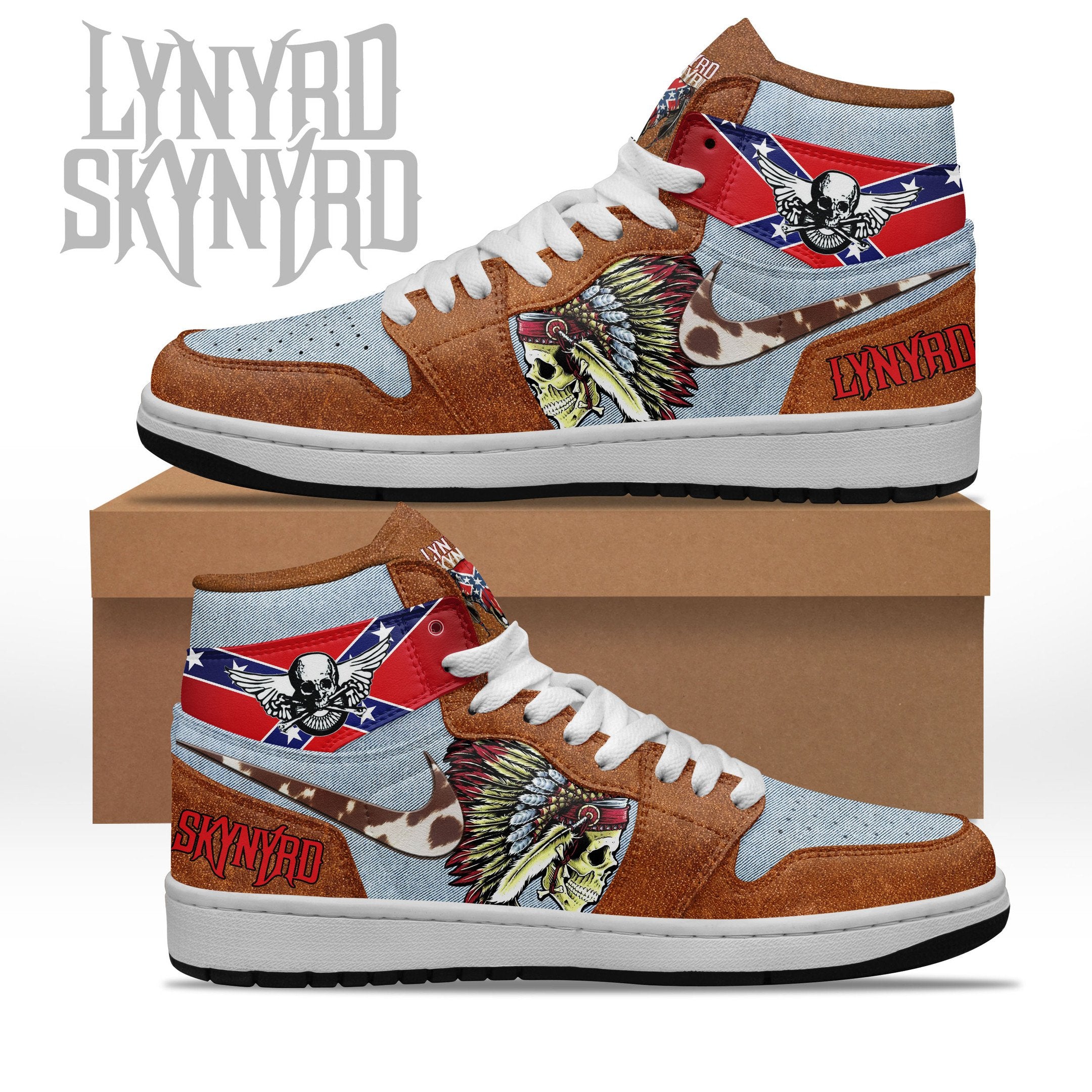 Ideafootwear Lynyrd Skynyrd AJ1 High Sneakers Shoes For Men And Women 8
