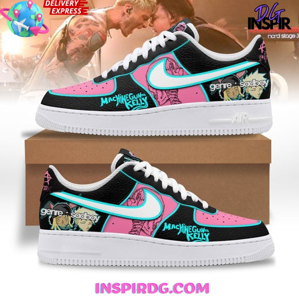 Ideafootwear Machine Gun Kelly Pink Air Low-Top Sneakers Shoes For Men And Women 1