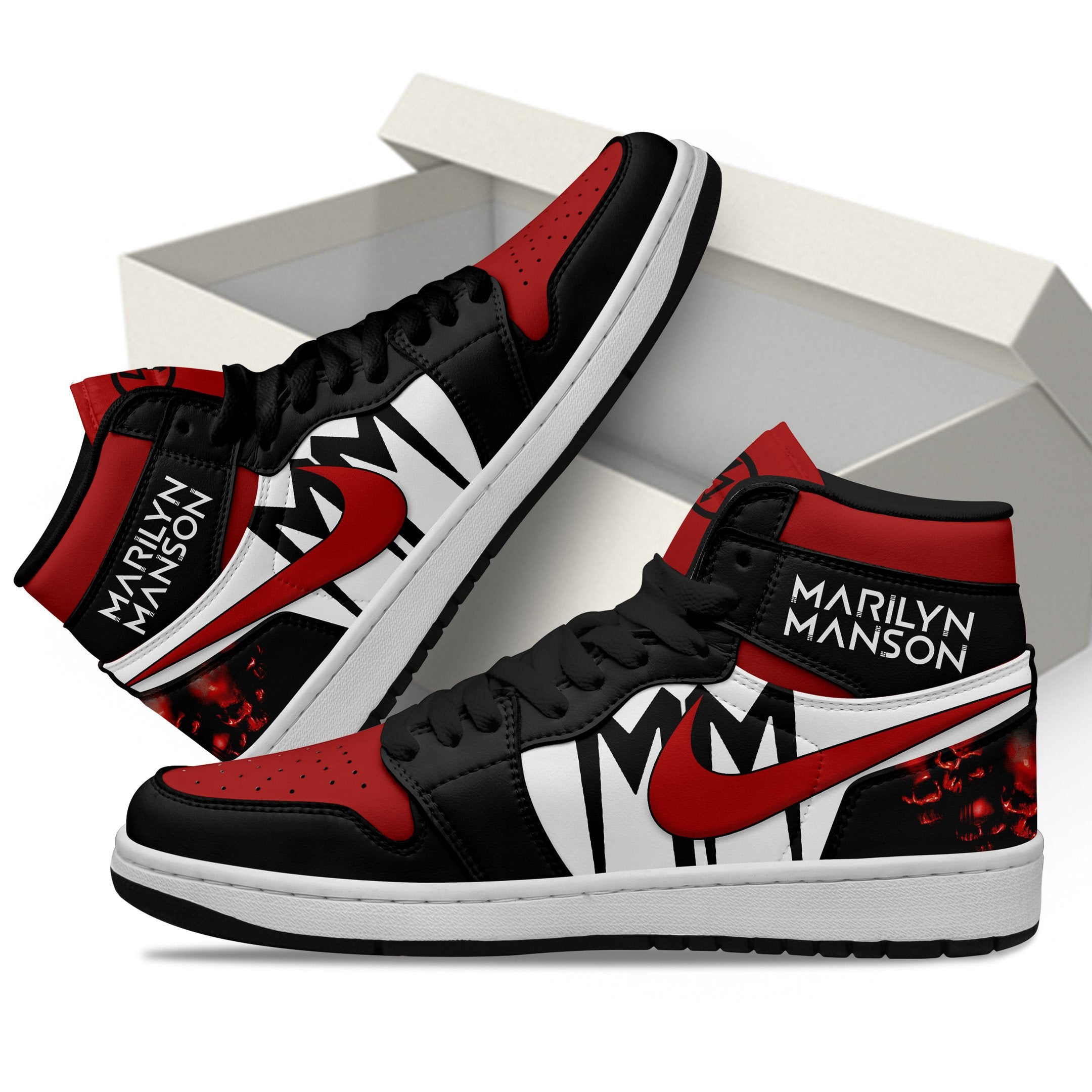 Ideafootwear Marilyn Manson AJ1 High Sneakers Shoes For Men And Women 1