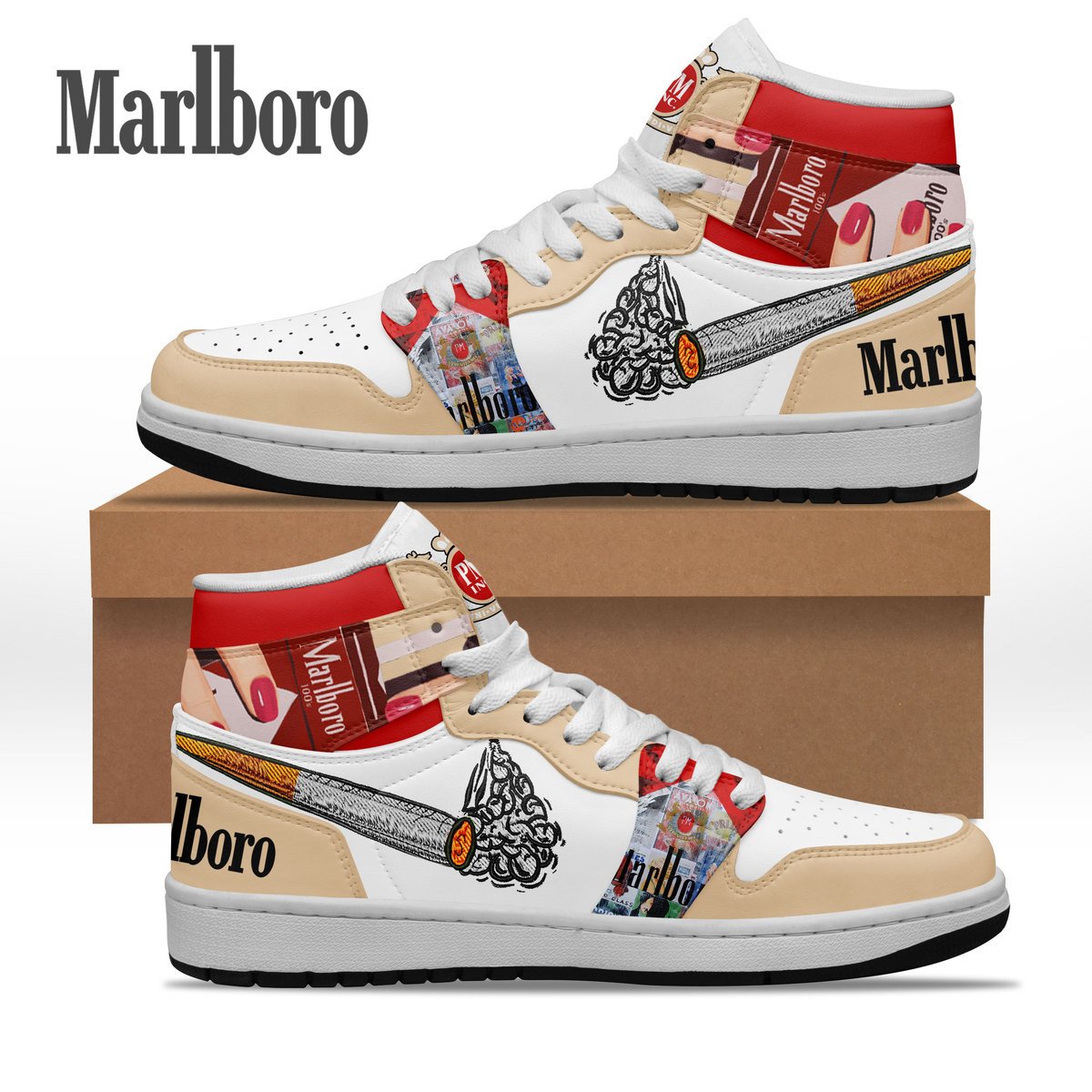 Ideafootwear Marlboro AJ1 High Sneakers Shoes For Men And Women 1