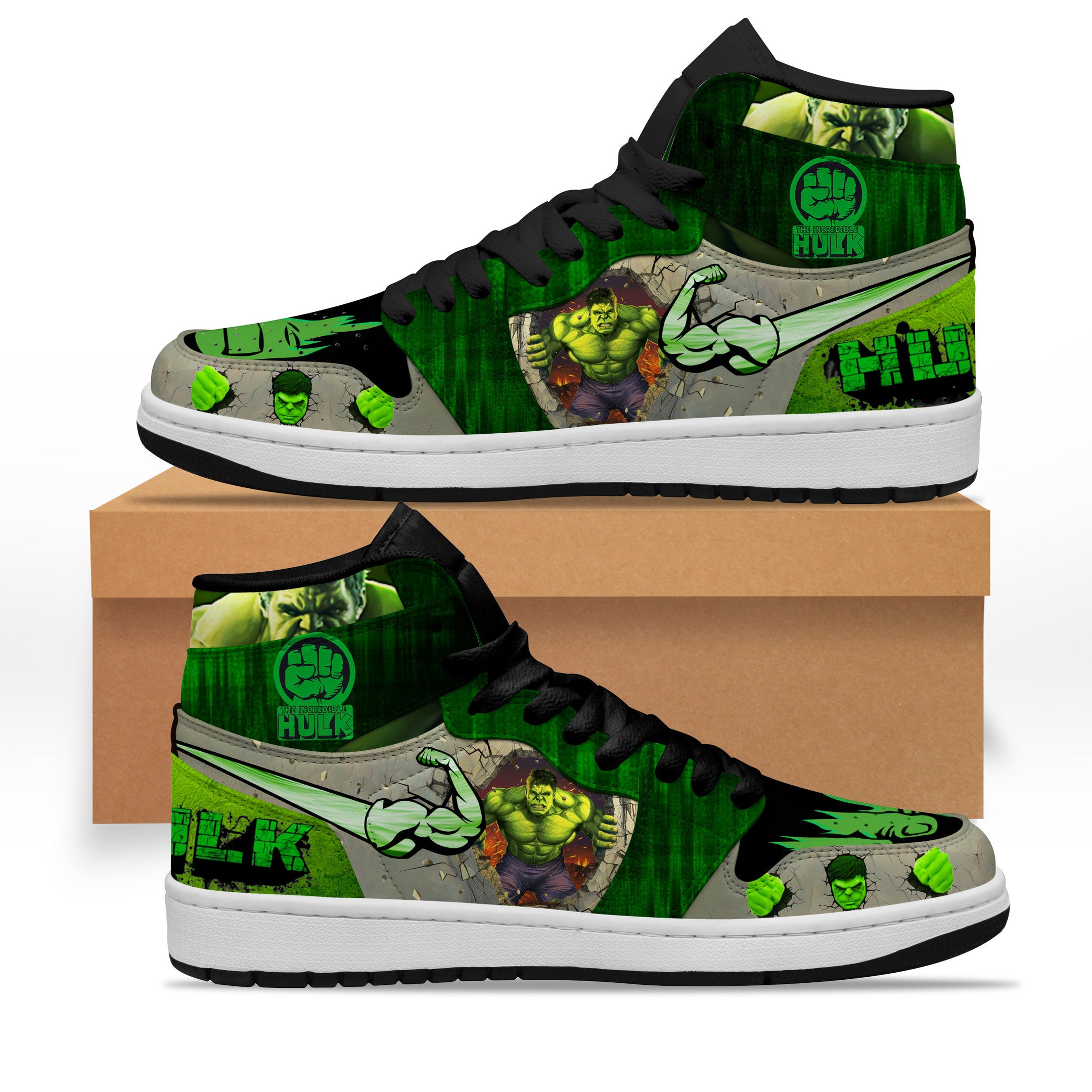 Ideafootwear Marvel Hulk AJ1 High Sneakers Shoes For Men And Women 1