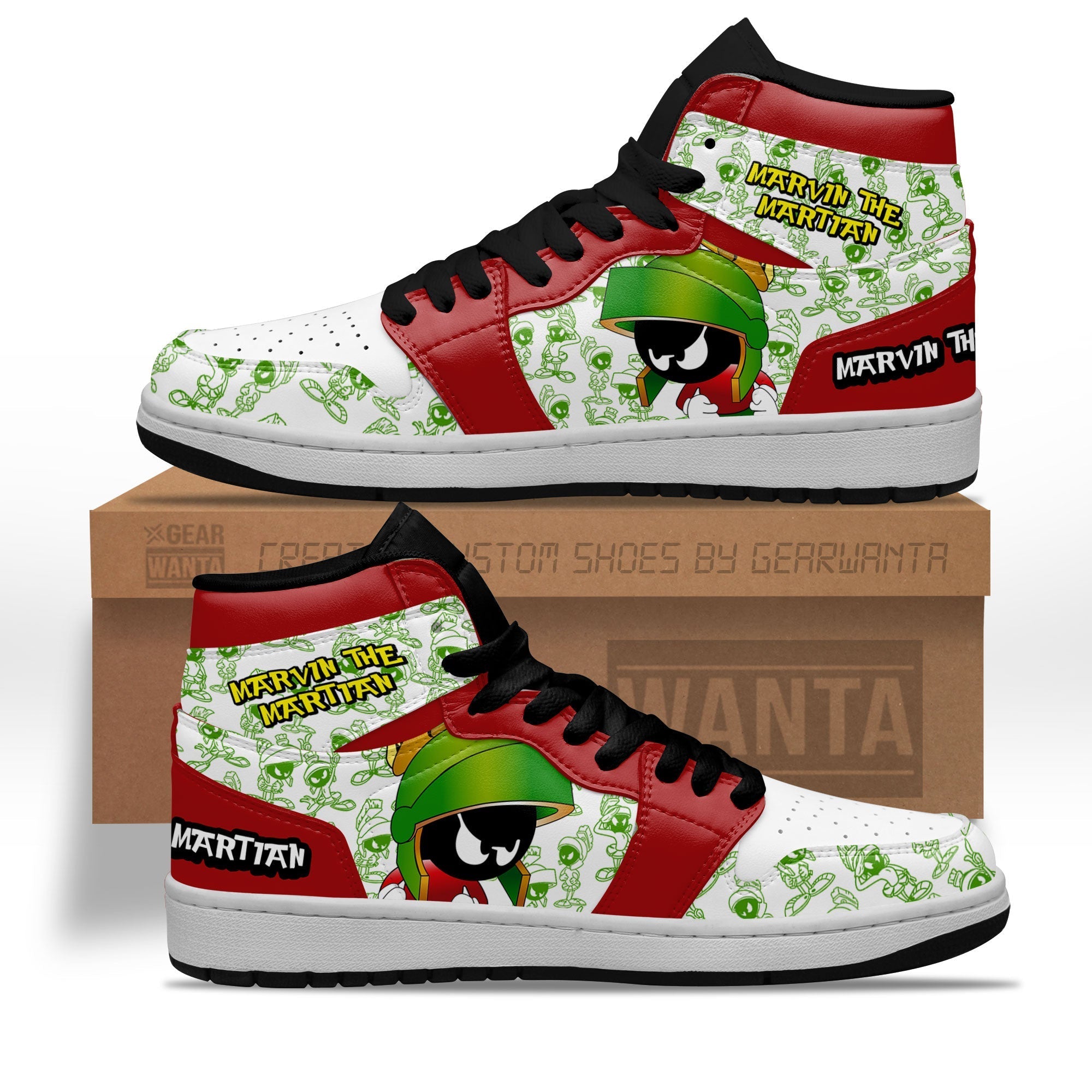 Ideafootwear Marvin the Martian AJ1 High Sneakers Shoes For Men And Women 1