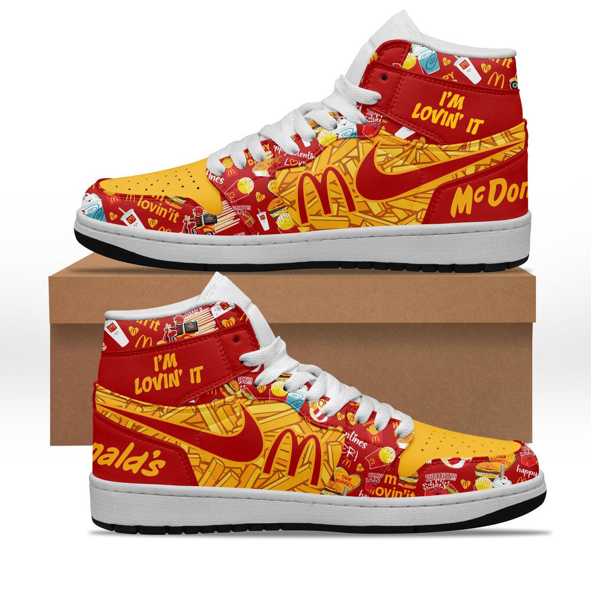 Ideafootwear McDonalds AJ1 High Sneakers Shoes For Men And Women 2