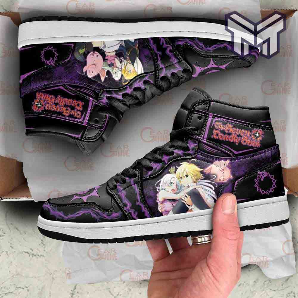 Ideafootwear Meliodas And Elizabeth AJ1 High Sneakers Shoes For Men And Women 1