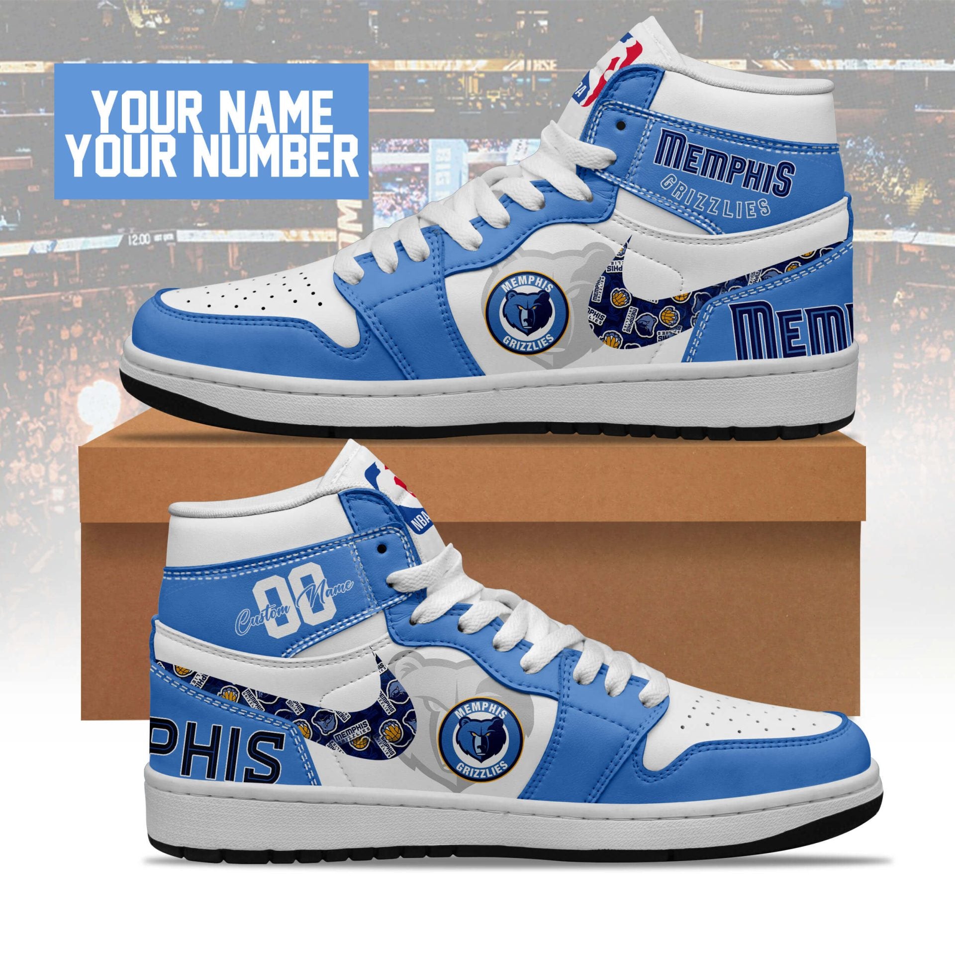Ideafootwear Memphis Grizzlies AJ1 High Sneakers Shoes For Men And Women 1