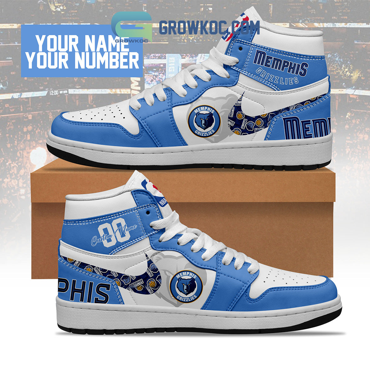 Ideafootwear Memphis Grizzlies AJ1 High Sneakers Shoes For Men And Women 4