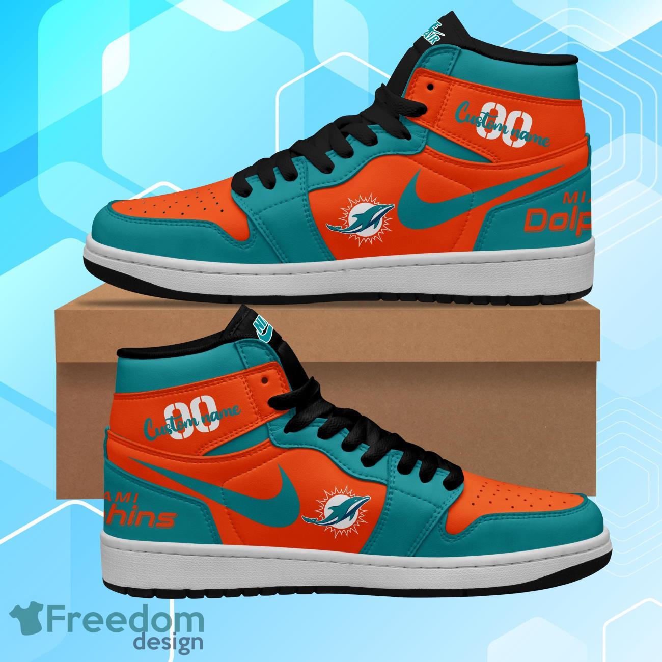 Ideafootwear Miami Dolphins AJ1 High Sneakers Shoes For Men And Women 2