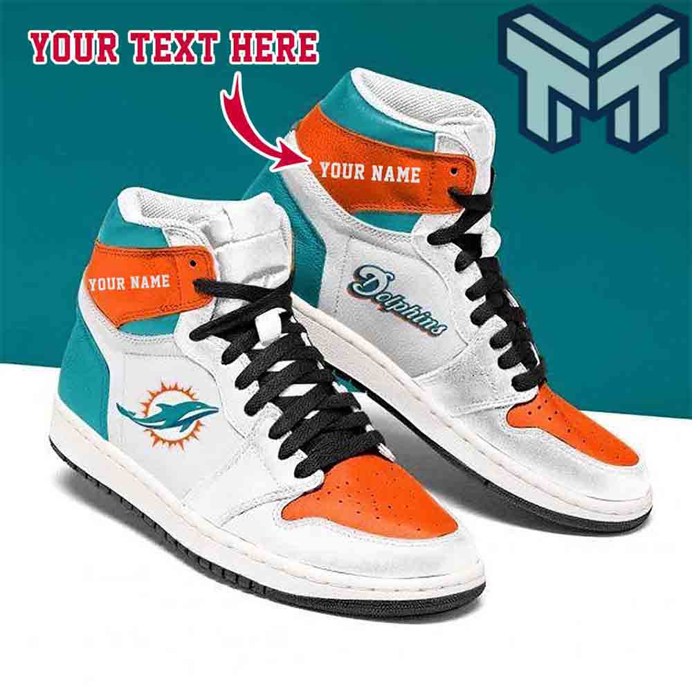 Ideafootwear Miami Dolphins AJ1 High Sneakers Shoes For Men And Women 3