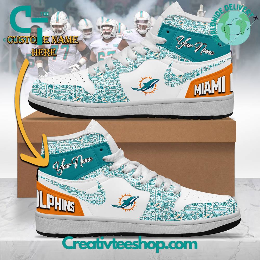 Ideafootwear Miami Dolphins AJ1 High Sneakers Shoes For Men And Women 6