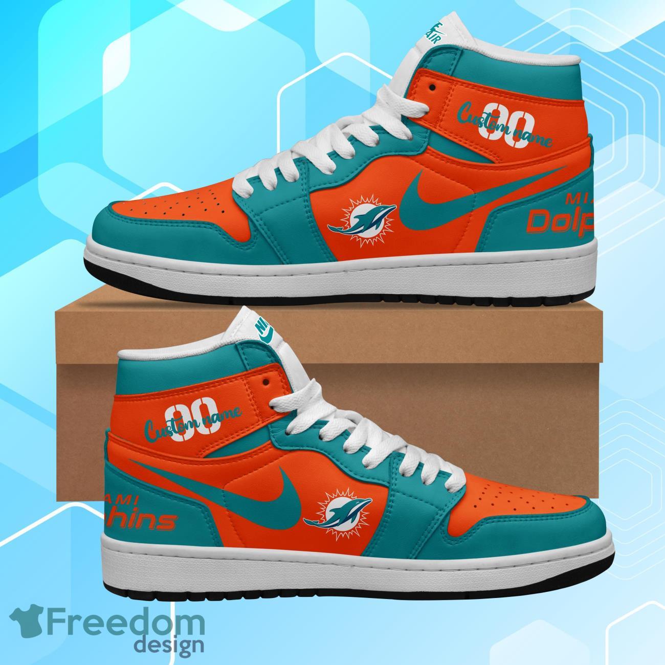 Ideafootwear Miami Dolphins AJ1 High Sneakers Shoes For Men And Women 1