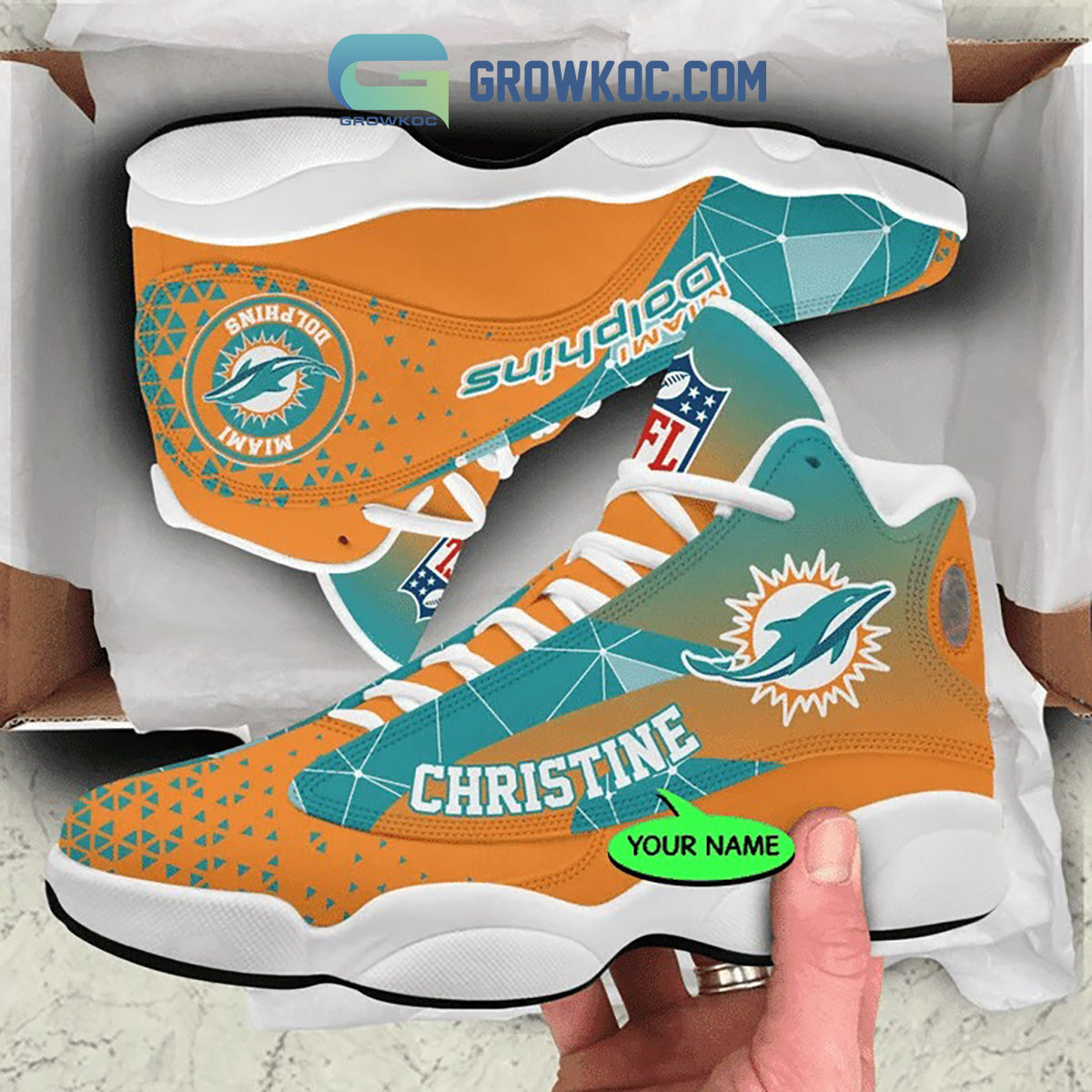 Ideafootwear Miami Dolphins AJ13 Sneakers Shoes For Men And Women 15