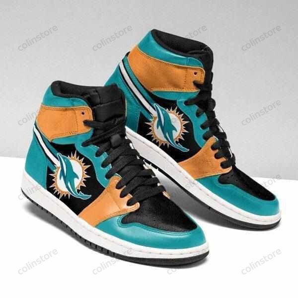 Ideafootwear Miami Dolphins NFL AJ1 High Sneakers Shoes For Men And Women 8