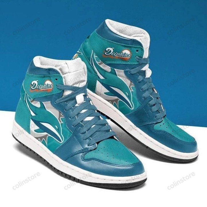 Ideafootwear Miami Dolphins NFL AJ1 High Sneakers Shoes For Men And Women 11