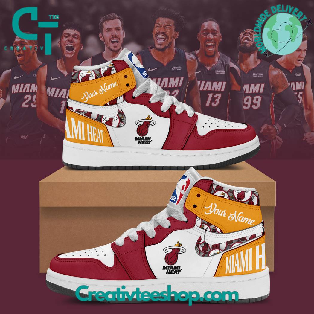 Ideafootwear Miami Heat AJ1 High Sneakers Shoes For Men And Women 2