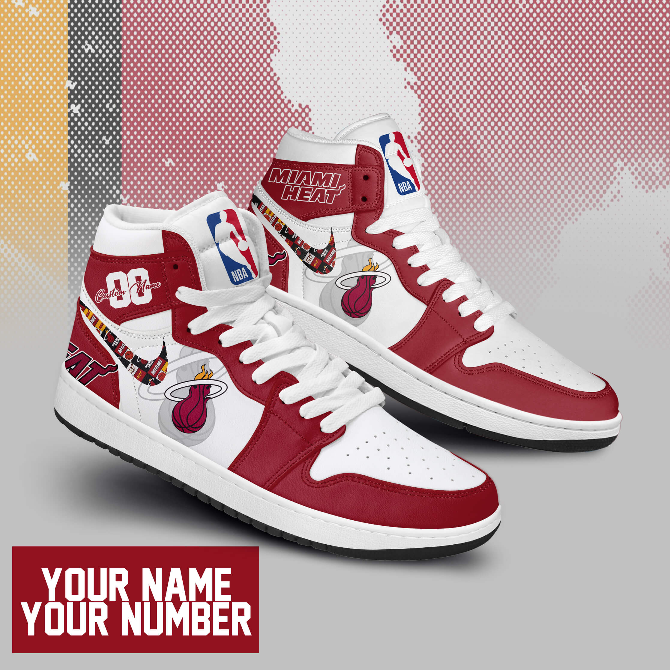 Ideafootwear Miami Heat AJ1 High Sneakers Shoes For Men And Women 1