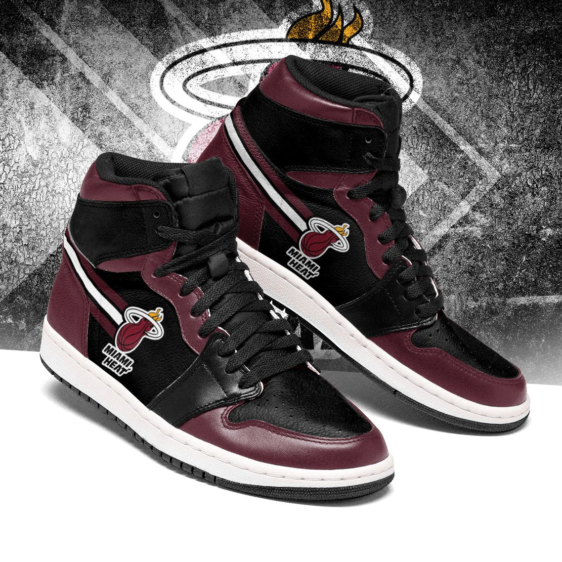 Ideafootwear Miami Heat NBA AJ1 High Sneakers Shoes For Men And Women 1