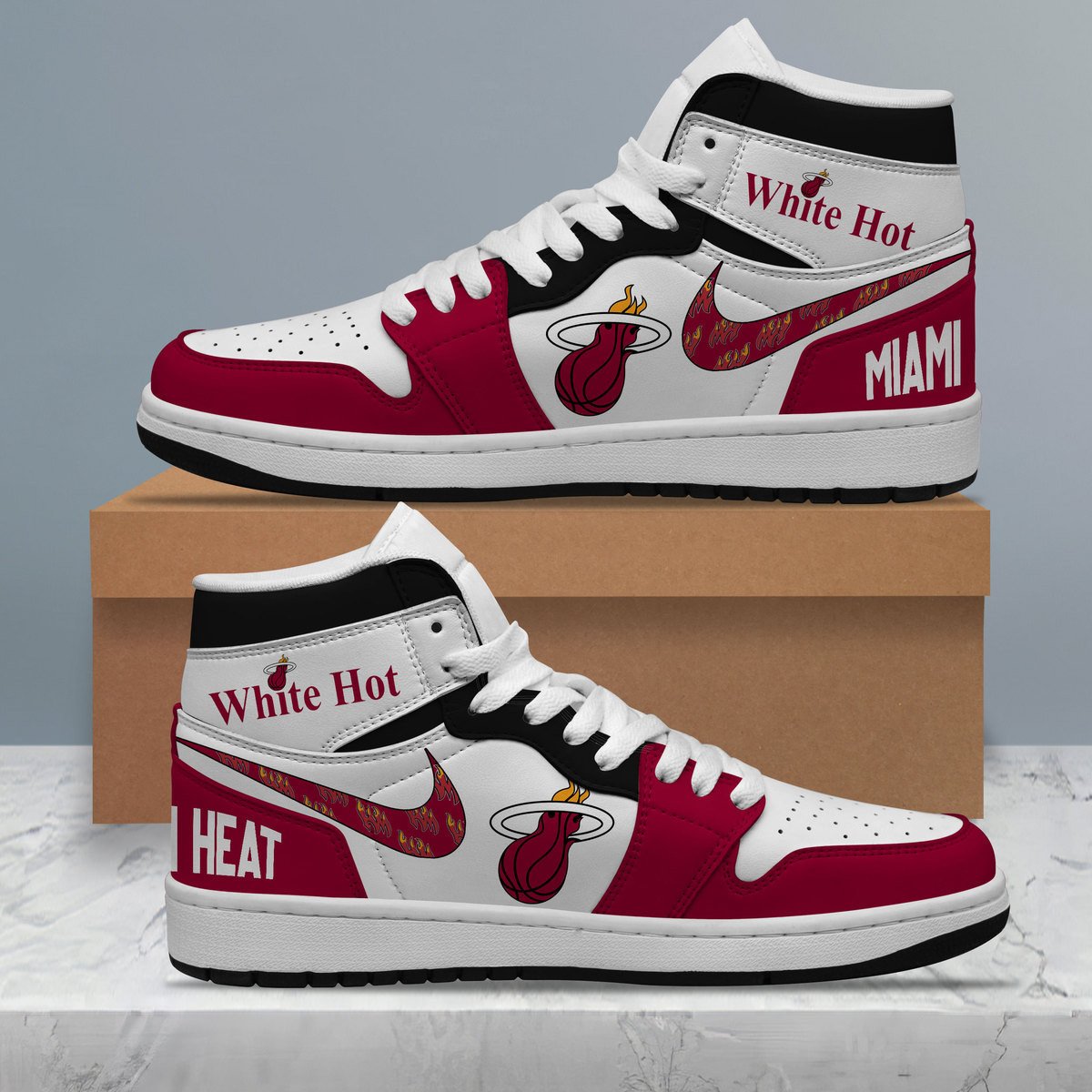 Ideafootwear Miami Heat AJ1 High Sneakers Shoes For Men And Women 10