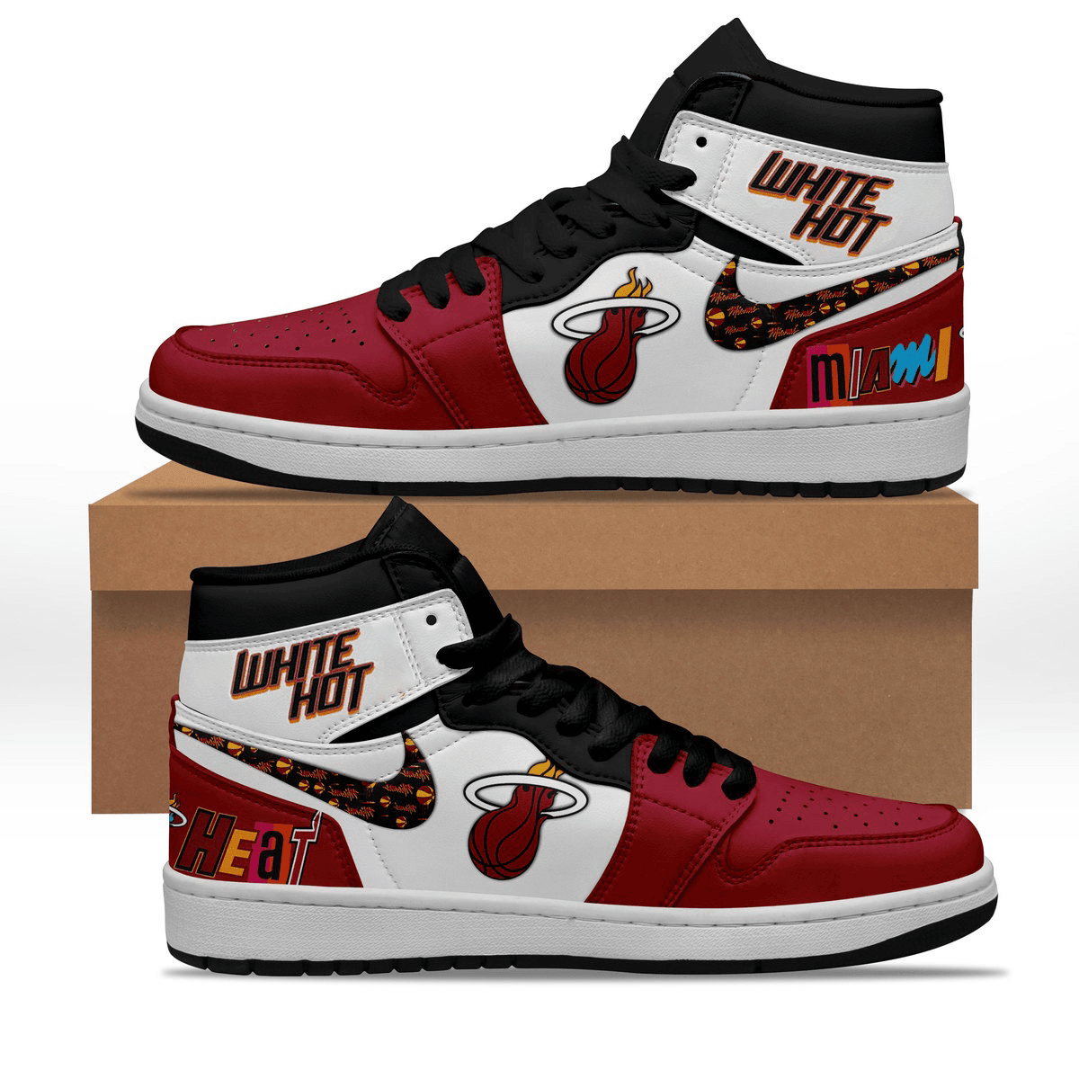 Ideafootwear Miami Heat AJ1 High Sneakers Shoes For Men And Women 12