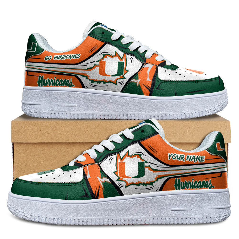 Ideafootwear Miami Hurricanes Air Low-Top Sneakers Shoes For Men And Women 2