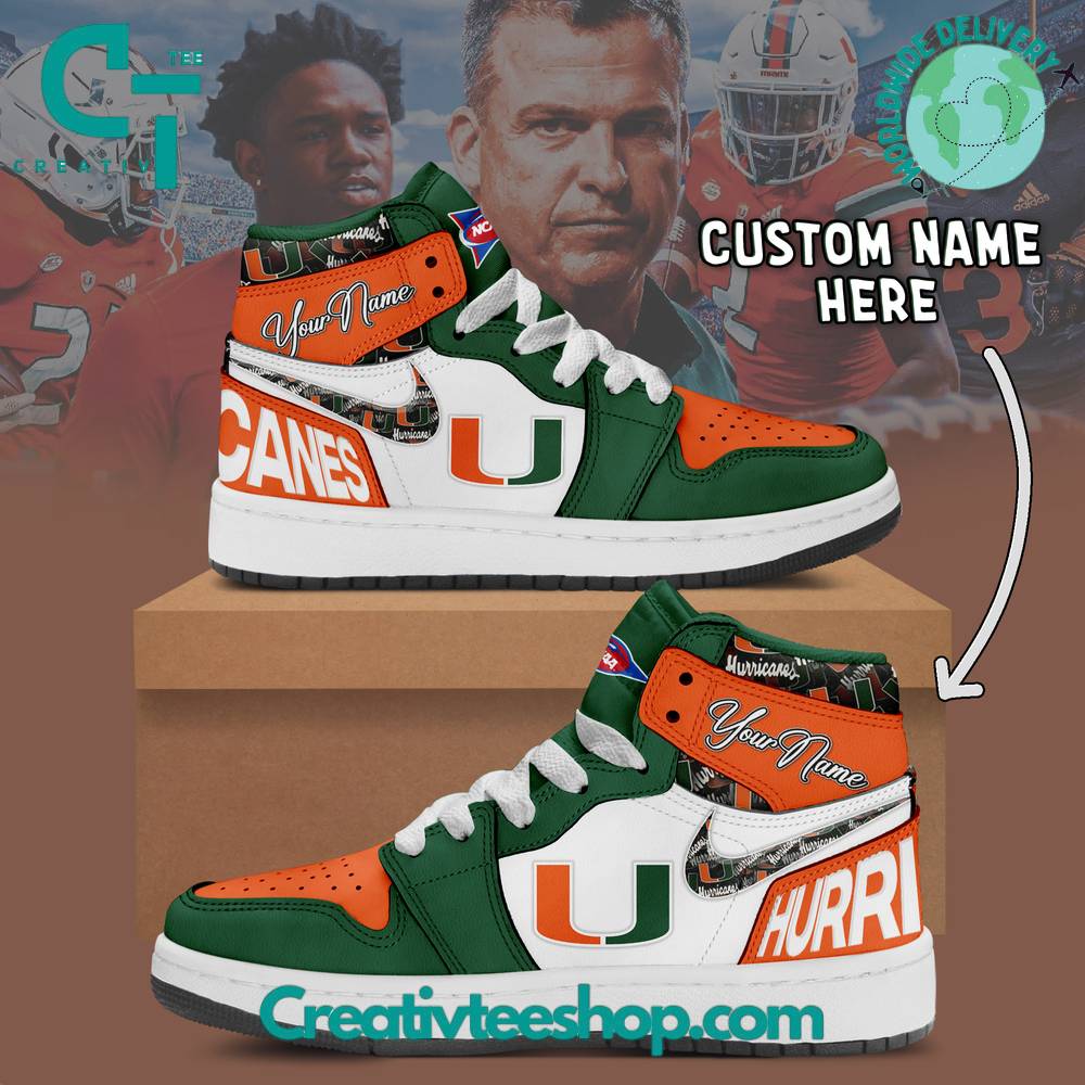 Ideafootwear Miami Hurricanes AJ1 High Sneakers Shoes For Men And Women 1