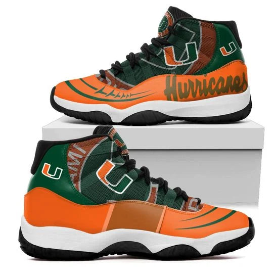 Ideafootwear Miami Hurricanes AJ13 Sneakers Shoes For Men And Women 4