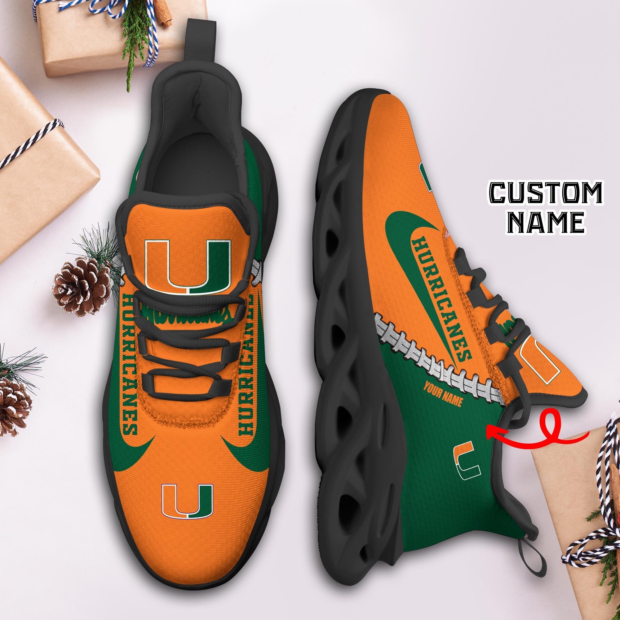 Ideafootwear Miami Hurricanes Max Soul Shoes Sneakers For Men And Women 2