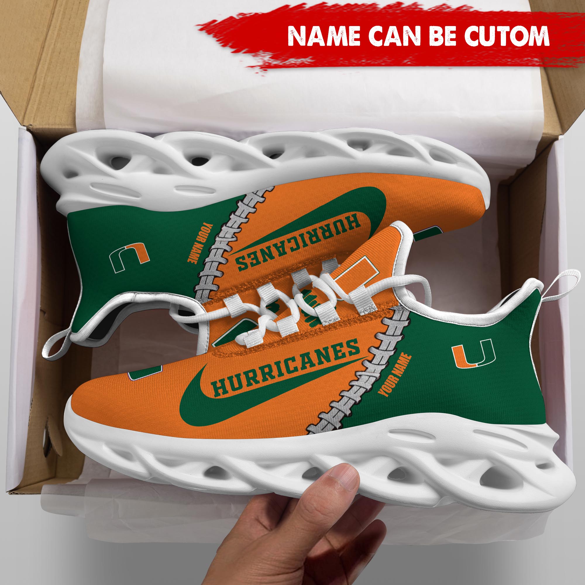 Ideafootwear Miami Hurricanes Max Soul Shoes Sneakers For Men And Women 2