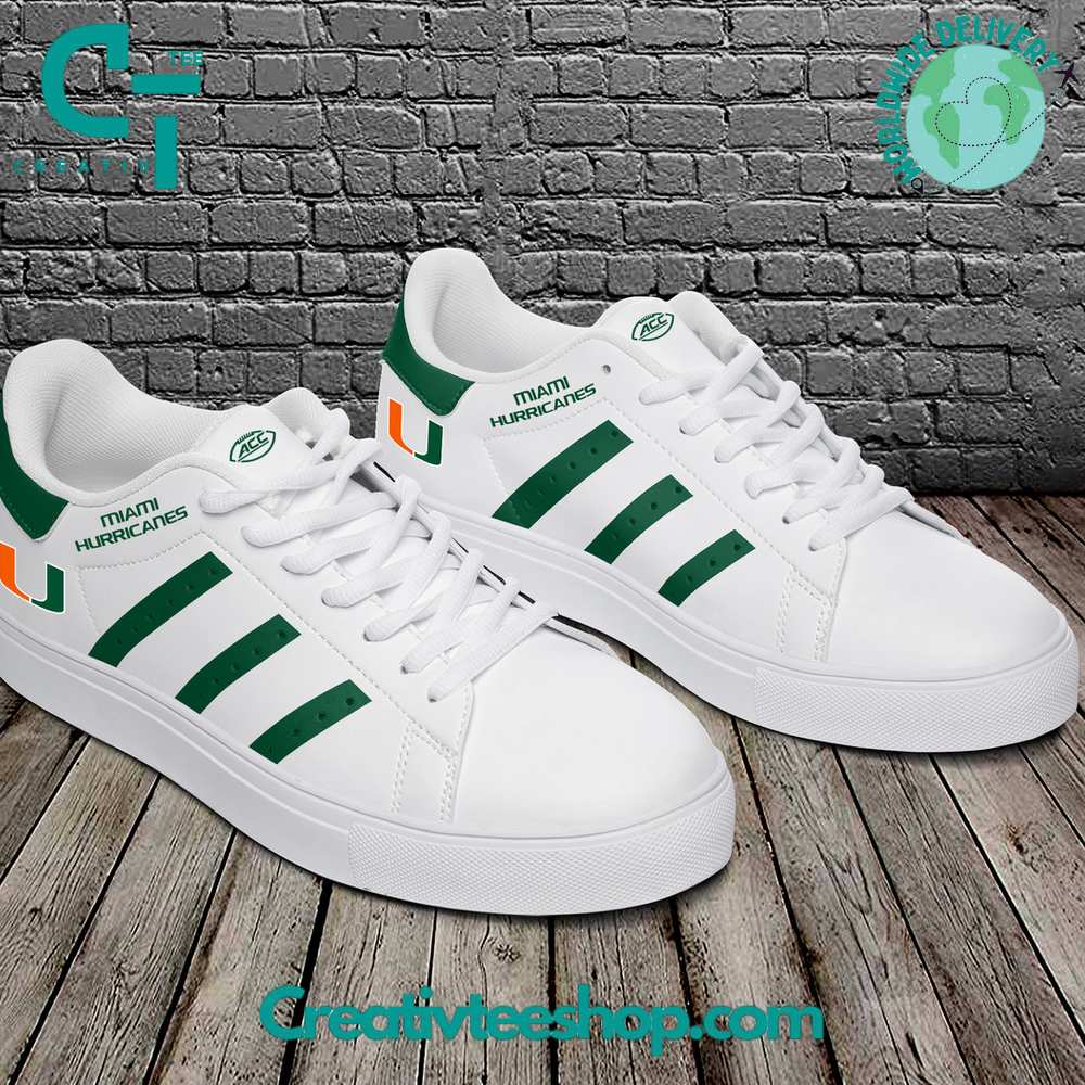 Ideafootwear Miami Hurricanes Skate Stan Shoes Sneakes For Men And Women 3