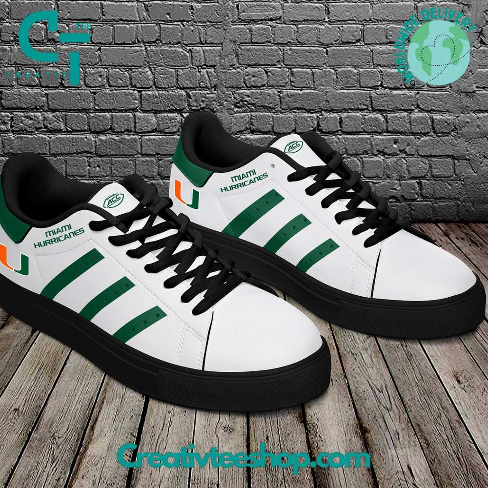 Ideafootwear Miami Hurricanes Skate Stan Shoes Sneakes For Men And Women 3