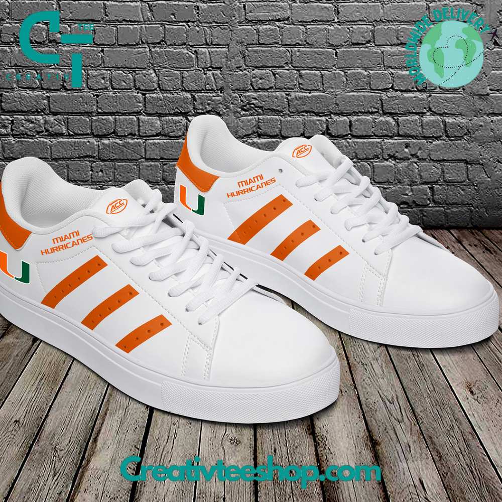 Ideafootwear Miami Hurricanes Skate Stan Shoes Sneakes For Men And Women 1