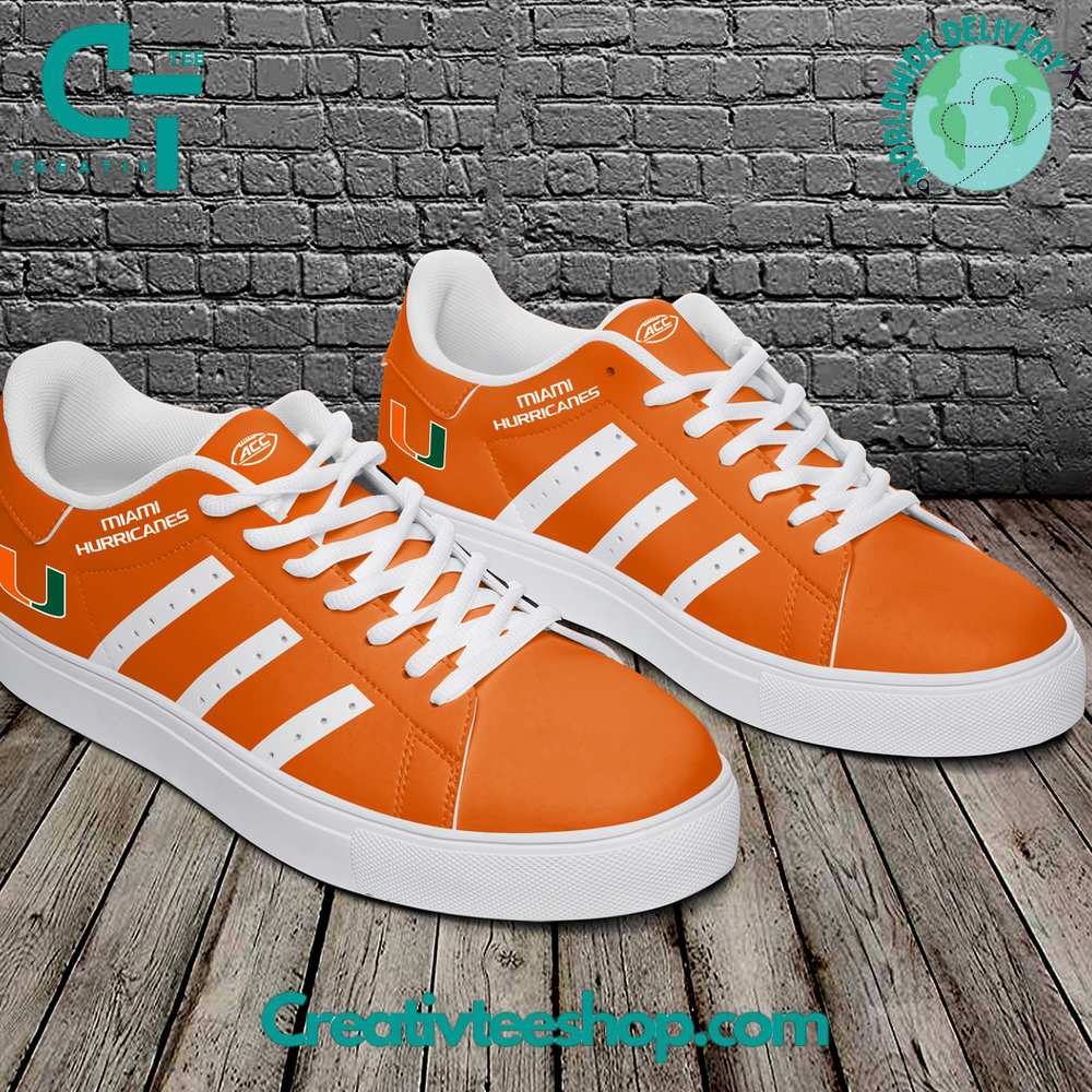 Ideafootwear Miami Hurricanes Skate Stan Shoes Sneakes For Men And Women 2