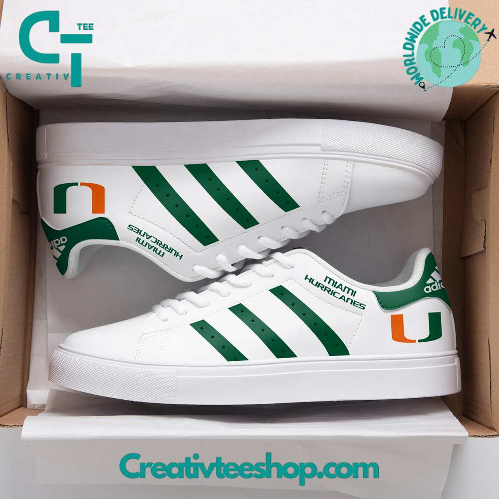 Ideafootwear Miami Hurricanes Skate Stan Shoes Sneakes For Men And Women 3