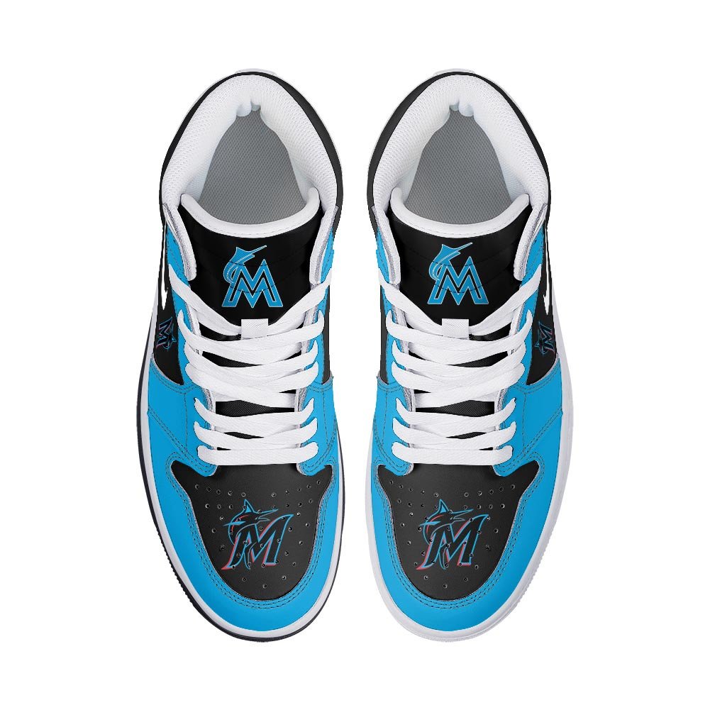 Ideafootwear Miami Marlins AJ1 High Sneakers Shoes For Men And Women 4