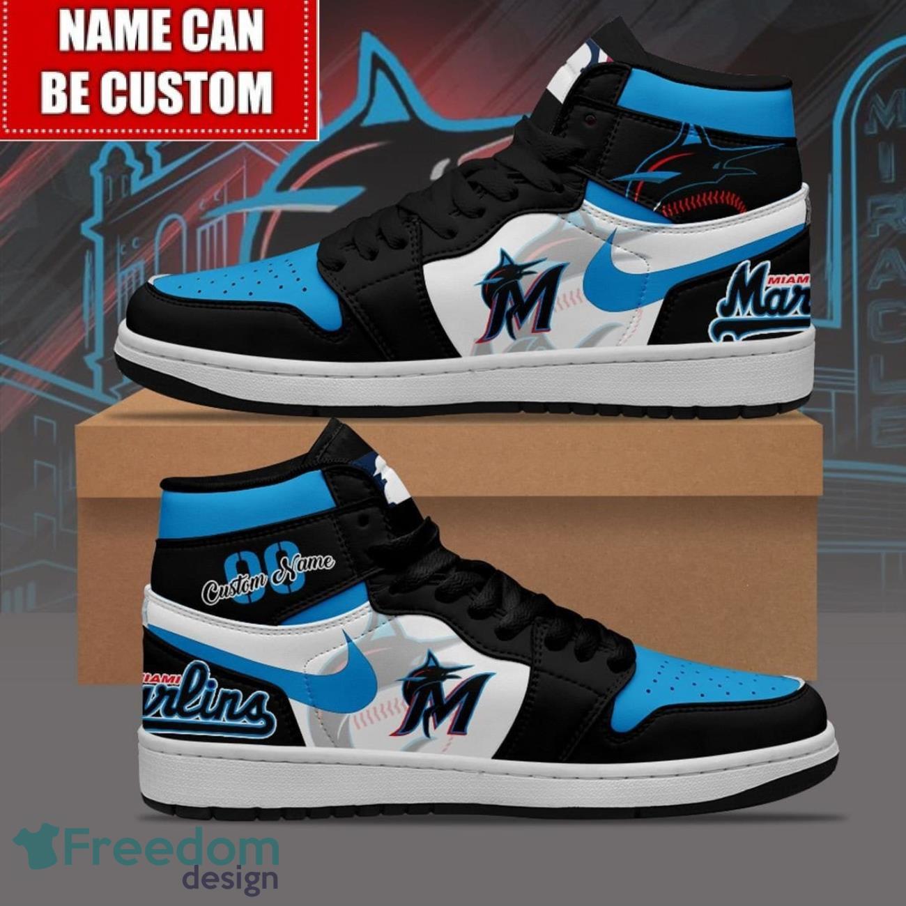 Ideafootwear Miami Marlins AJ1 High Sneakers Shoes For Men And Women 1