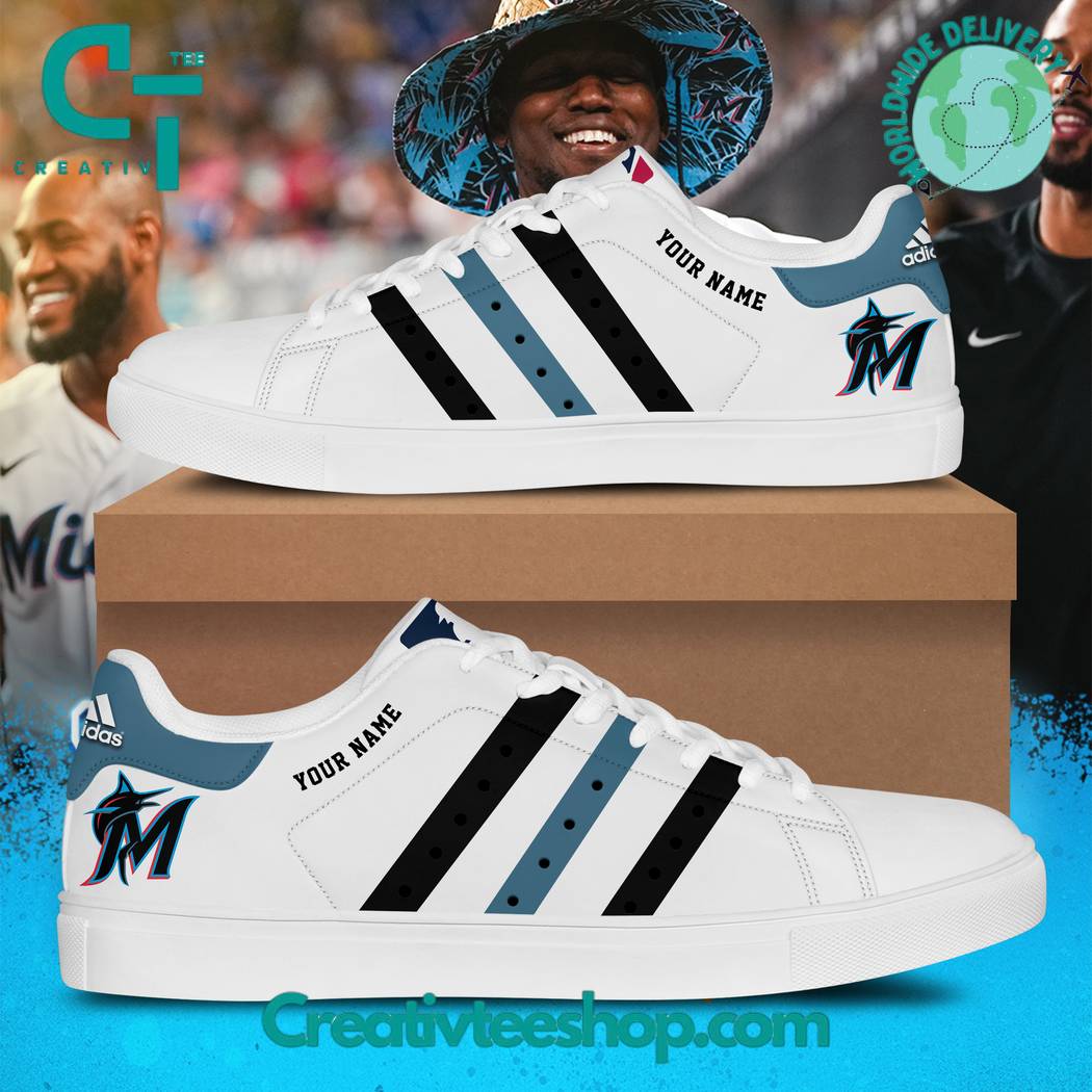 Ideafootwear Miami Marlins Skate Stan Shoes Sneakes For Men And Women 1