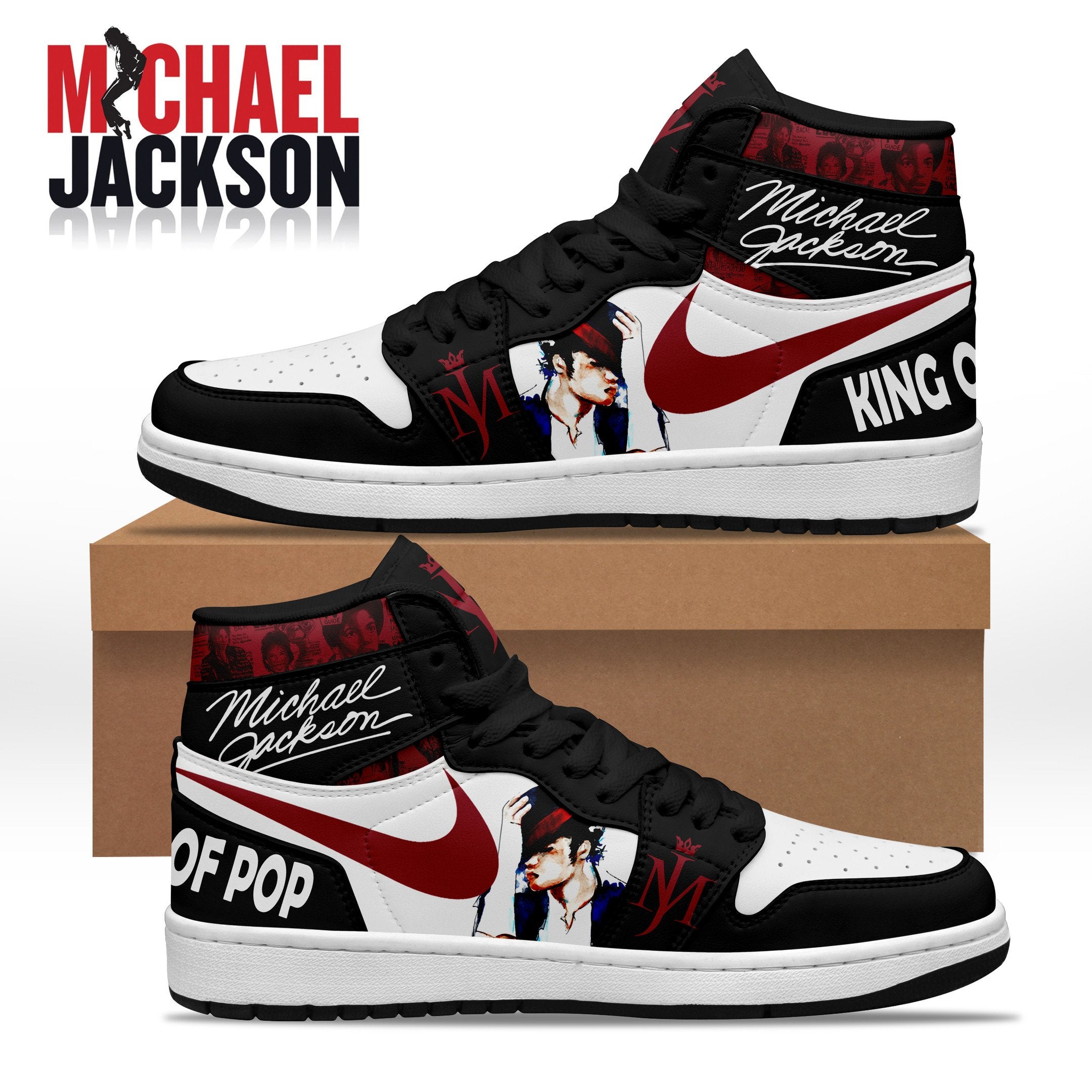 Ideafootwear Michael Jackson AJ1 High Sneakers Shoes For Men And Women 7