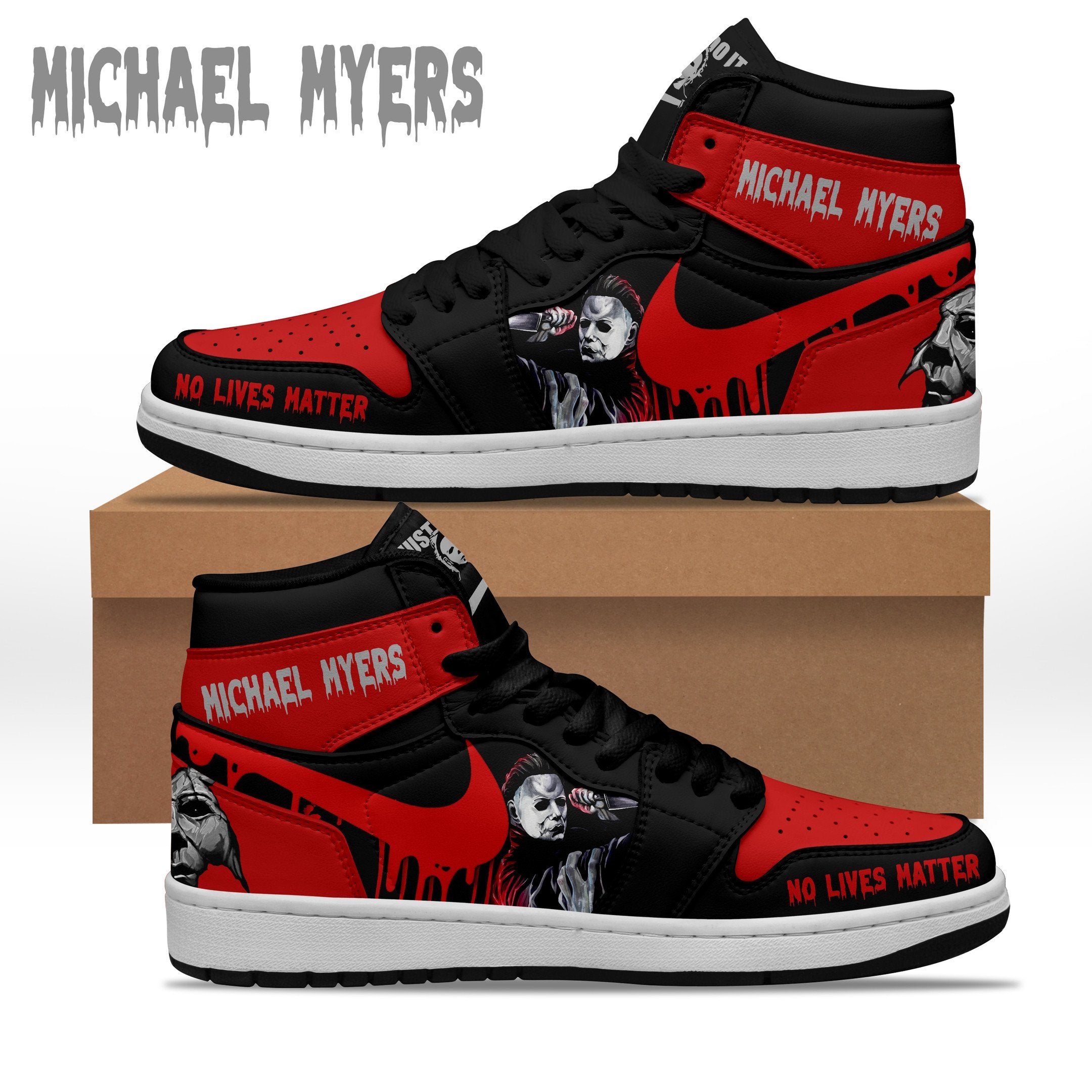 Ideafootwear Michael Myers AJ1 High Sneakers Shoes For Men And Women 3