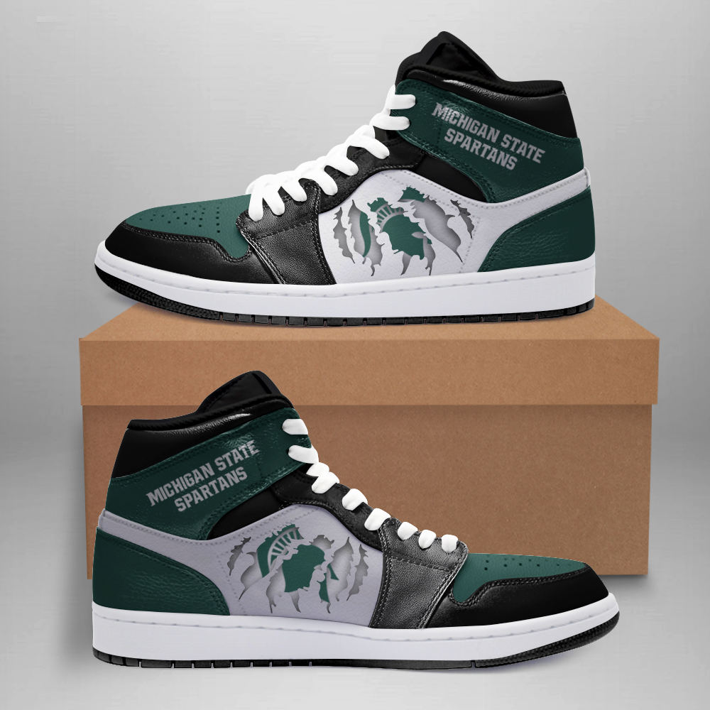 Ideafootwear Michigan State Spartans AJ1 High Sneakers Shoes For Men And Women 2